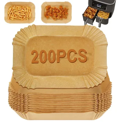 Immagine prodotto di Carta forno per friggitrici ad aria, 200 pezzi, 14 x 20,5 cm, resistente al calore fino a 230°C, compatibile con la friggitrice ad aria Ninja Dual Zone