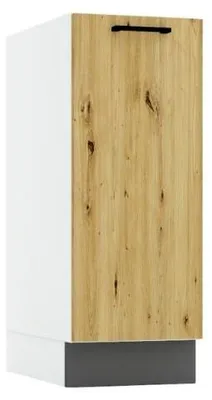 Produktbild von Küchenunterschrank 30 cm - Artisan Eiche und Aschegrau - Universelle Frontmontage - ohne Arbeitsplatte - Soft-Close-Mechanismus