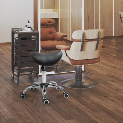 Produktbild von Sweiko Rollhocker höhenverstellbar Drehhocker 49-61 cm Arbeitshocker drehbar Sattelhocker für Büro Salon Massage Spa Schwarz
