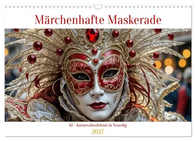 Produktbild von Märchenhafte Maskerade KI - Karnevalserlebnis in Venedig (Wandkalender 2027 DIN A3 quer), CALVENDO Monatskalender