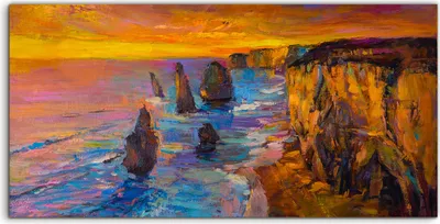 Produktbild von Coloray - Glasbild - 100x50 cm - Wandbild - Glasbilder - Moderner Impressionismus Meeresufer