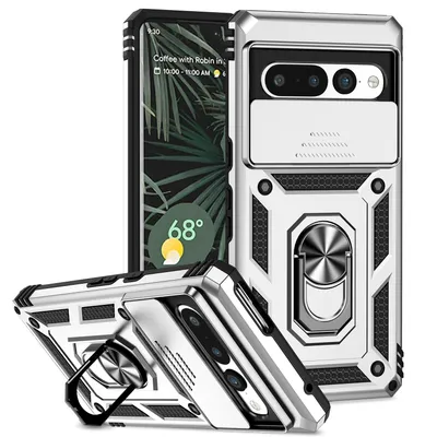 Obrázek produktu pro Pouzdro pro Google Pixel 7 dvouvrstvé pouzdro s posuvným krytem kamery a prstencovým stojánkem Stříbro