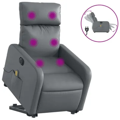 Immagine prodotto di vidaXL Poltrona per massaggi con ausilio per la posizione eretta elettrica in Pelle finta grigia