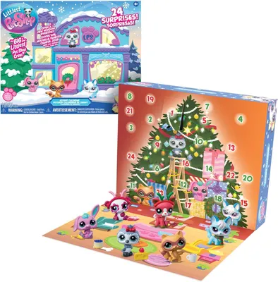 Obrázek produktu pro Adventní kalendář Pet Shop – 8 figurek Pet Shop a 16 doplňků – kalendář s 24 vánočními překvapeními – sbírkové figurky zvířat