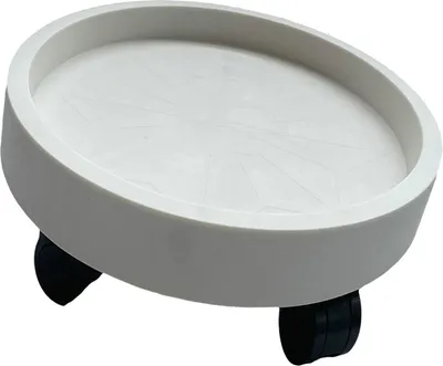 Image de Plateau à Roues pour Pot de Fleurs Forme Ronde Roues Rotatives Amovibles Support de Plantes pour Balcon Blanc 30