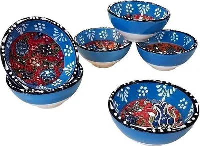 Obrázok produktu pre Sada keramických misiek, 6-dielna, farebná, ručne vyrobená, 8 x 4 cm