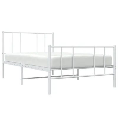 Produktbild von Bettgestell mit Kopf- und Fußteil Metall Weiß 90x190 cm