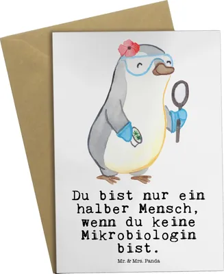 Produktbild von Mr. & Mrs. Panda Grußkarte Mikrobiologin Herz - Weiß - Geschenk, Labor, Forschung, Spruch, einladungskarten, weihnachtskarten, Witzig, hochzeitskarten, Klappkarte, Beruf
