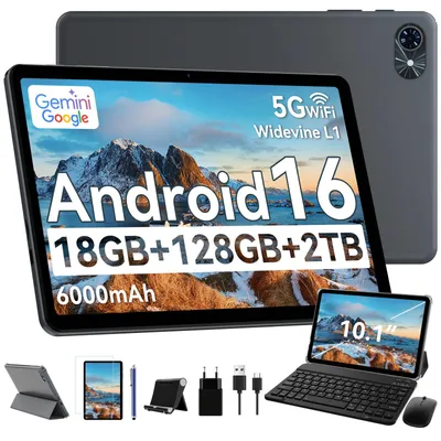 Produktbild von TABWEE T80 Tablet(18GB+128GB) ,10 Zoll,Android16,6000mAh,mit Tastatur Maus Stift Schutzhülle Ständer Schutzfolie, Face ID,BT5.0, 5G WiFi, Gemini AI