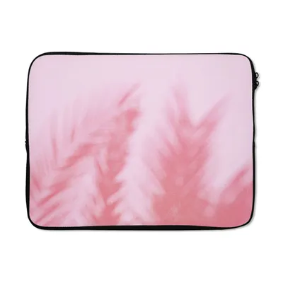 Produktbild von MuchoWow® Laptop Hülle 17 Zoll Laptoptasche Pflanzen - Blätter - Rosa - Zipper - Schutzabdeckung