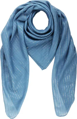 Produktbild von Baumwolltuch - blau - petrol Lurex silber - quadratisches Tuch