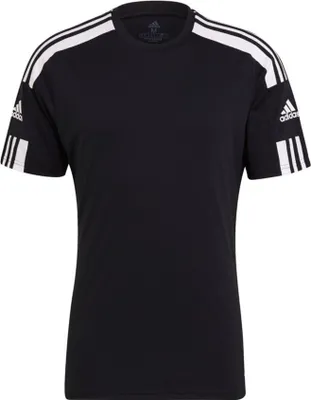 Produktbild von adidas Trikot Herren Schwarz-Weiß L Squadra 21 Kurzarm 100% recycelter Polyester AEROREADY normale Passform Fußball Primegreen Drei Adidas-Streifen