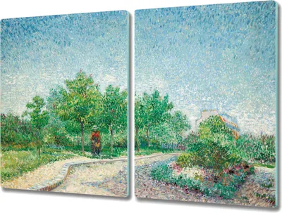 Produktbild von Coloray Küchenbrett Kochplattenabdeckung Hackbrett Schneidebrett Herdabdeckplatte 2x40x52 cm - Natur Bäume Van Gogh