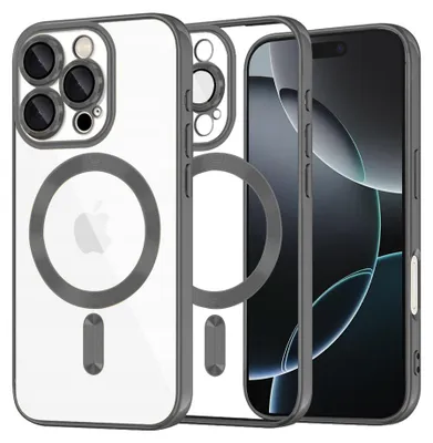 Produktbild von Techsuit Luxury Crystal Back Cover Hülle mit MagSafe für Apple iPhone 16 Pro - Schwarz