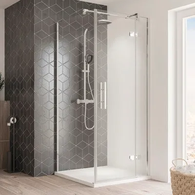 Produktbild von Drehtür für Seitenwand Breuer Avanta 120 cm Anschlag rechts Nachbildung Satiniert Profilfarbe chrom