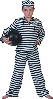 Produktbild von Sträfling Kostüm für Jungen - Schwarz Weiß | Kinderkostüm Gefangener Größe: 164