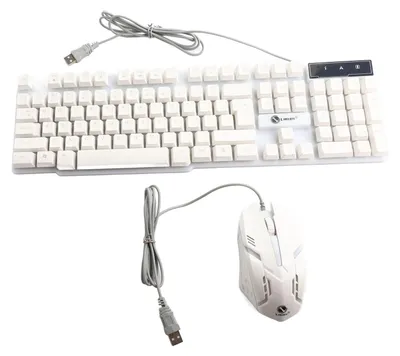 Zdjęcie produktu dla Klawiatura i mysz gamingowe z podłączeniem USB, podświetlenie LED, solidna i trwała konstrukcja, kolorowe akcesoria komputerowe
