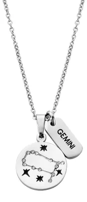 Produktbild von CO88 Collection Zodiac 8CN-26066 Stahlkette mit Anhänger – Sternzeichen Zwillinge – Länge 42 + 5 cm – silberfarben