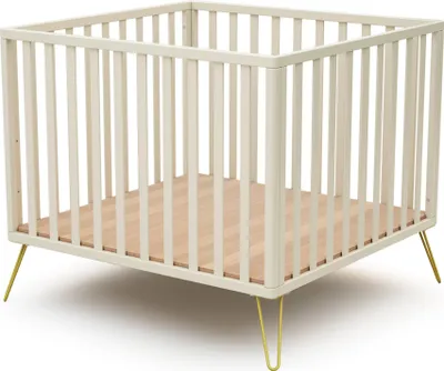 Immagine prodotto di JURABABY - Box bambini ONLY legno - Bianco/Giallo - 100 x 100 cm