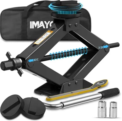Imagen del producto de Elevador hidráulico de tijera, capacidad de 2,5 toneladas, altura de elevación de 11-43 cm, con almohadillas de goma, para automóviles y SUV