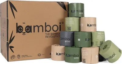 Produktbild von Bamboi Toilettenpapier Bambus WC-Papier 3-lagig 48 Maxi Rollen
