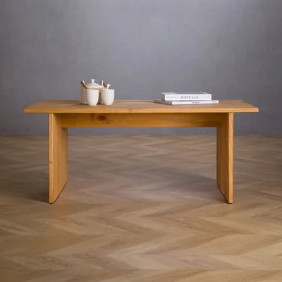 Produktbild von Couchtisch SALTO aus massivem Kiefernholz, gebeizt/gewachst - minimalistischer Wohnzimmertisch, rechteckig, Sofatisch für jedes Wohnzimmer passend