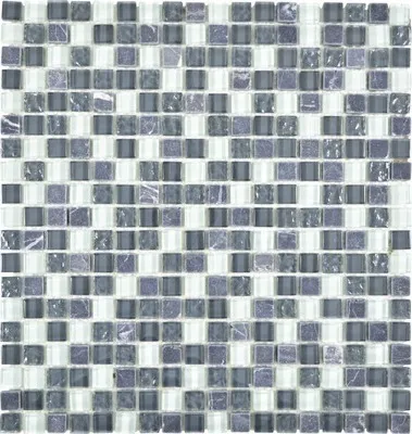 Produktbild von Glasmosaik mit Naturstein XCM M810 30,5x32,2 cm mix grau