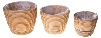 Immagine prodotto di Set 3 Vasi in Rattan Diamentro 22 cm