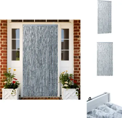Immagine prodotto di vidaXL Tenda zanzariera bianca e grigia 100x220 cm in ciniglia - zanzariera