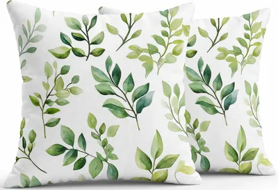 Produktbild von Gartenkissenbezüge 50 x 50 cm, 2er-Set, grüne Blätter, wasserdicht, für Gartenstuhl