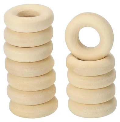 60 Holzringe, Naturholz, 12 mm, unbehandelt, für Makramee & Basteln