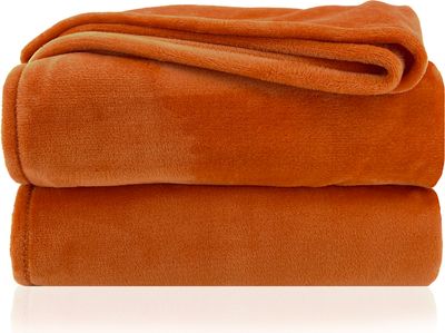heimtexland ® Kuscheldecke SUPER SOFT Wohndecke Uni Flanell  Decke XXL Pärchen Sofadecke Typ380 Kupfer 240 x 220 cm