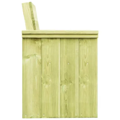 A side view of a wooden garden chair.