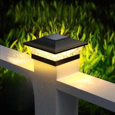 Produktbild von Solarbetriebene Leuchtpfosten, für Außen, 3 Einstellungen, Set aus 2 LED-Pfostenlampen, solarbetrieben, wasserdicht, für Holz- und Vinylpfosten, Zaunpfosten und Terrassen.