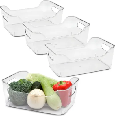 Obrázok produktu pre 2.02 Plastový organizér do kuchyne a chladničky - sada 4 kusov / 25x18x10 cm - dózy vhodné na potraviny (veľké / 4)