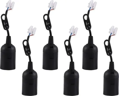Produktbild von Lampenfassung, 6 Stück E27 Baufassung Mit Kabel, Schwarz