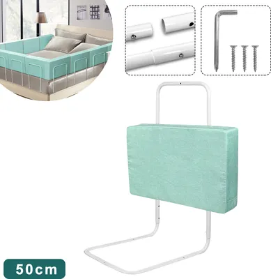 Produktbild von LZQ 50cm Bettschutzgitter, Bettgitter zum Vertikalen Heben, 5-Loch Höhenverstellbar, Rausfallschutz Kinderbettgitter für Kinder, Grün