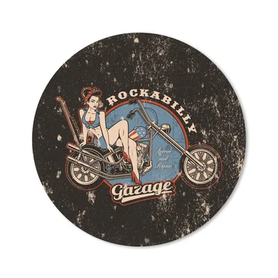 Produktbild von MuchoWow® Mauspad Mousepad Mancave - Frauen - Motorrad - Vintage 50x50 cm - Mousepads - Maus Mat - Pad - Mausunterlage - Vinyl