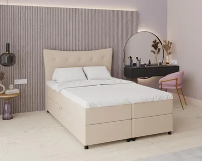 Produktbild von Boxspringbett, 140cm x 200cm, Grau, mit Bettkasten, Matratze und Topper, Doppelbett, NEVADA, Panda Möbel