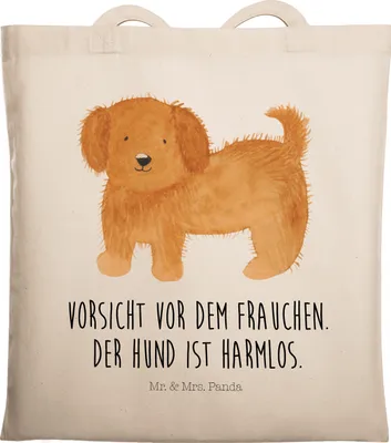 Produktbild von Mr. & Mrs. Panda Einkaufstüte Hund Flauschig - Transparent - Geschenk, Jutetasche, Tote Bag, Tasche, Witzig, Schultasche, Sprüche, Stoffbeutel, Hunde, Frauchen, Beutel