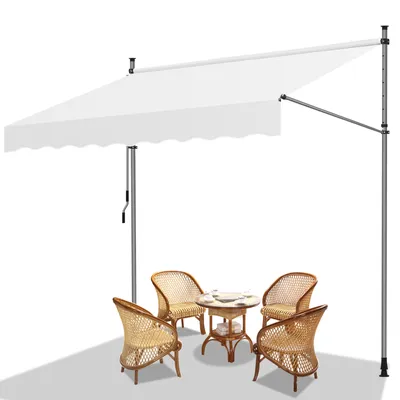 Immagine prodotto di Fiqops tenda da sole a morsetto tenda da sole per balcone tenda da sole per giardino tenda da sole a braccio pieghevole resistente ai raggi UV tenda da sole crema 3,5M