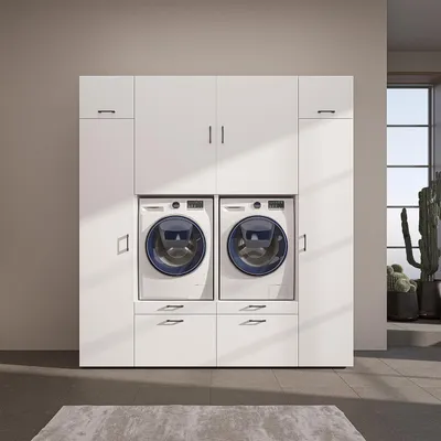 Immagine prodotto di Roomart SERIE 2 Armadio doppio per lavatrice, larghezza 224 cm, bianco