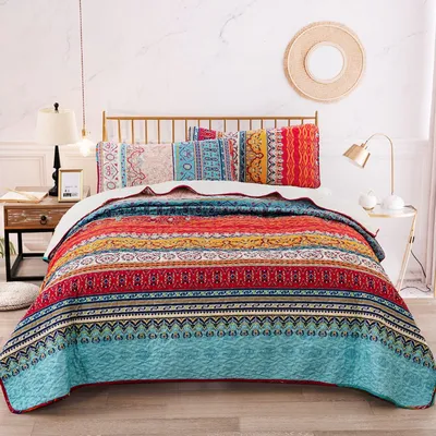 Produktbild von Tagesdecke 240x260 cm im Boho Stil mit 2 Kissenbezügen