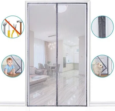 Obrázok produktu pre Automatická magnetická sieť proti hmyzu, 140 x 240 cm, sivá, sieťovina
