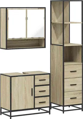 Immagine prodotto di vidaXL Set di mobili da bagno 3 pezzi in legno di quercia Sonoma