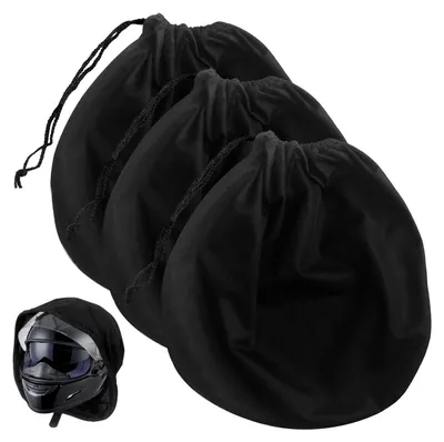 Produktbild von Helmtasche 3 Stück 46 x 44 cm Schwarz mit Kordelzug für Motorrad, Ski, Fahrrad