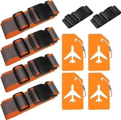 Produktbild von Koffergurt Kofferanhänger Gepäckband in Orange Grau Set
