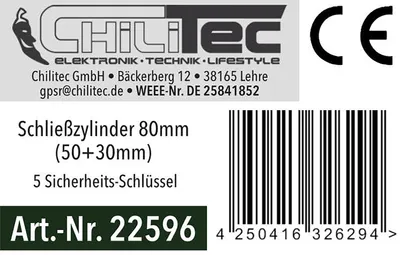 Produktbild von ChiliTec Schließzylinder Türzylinder 30/50mm, erhöhte Sicherheit