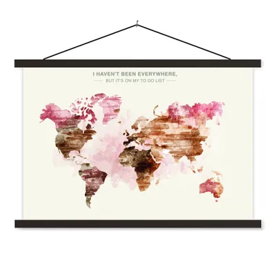 Produktbild von MuchoWow® Textilposter Weltkarte - Farbe - Braun 150x100 cm mit schwarzem Rahmen - Schlafzimmer