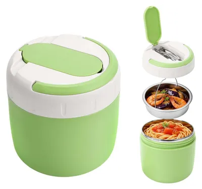 Produktbild von Thermo Lunchbox mit Besteck Edelstahl, doppelwandig, 5h Warm/Kalt